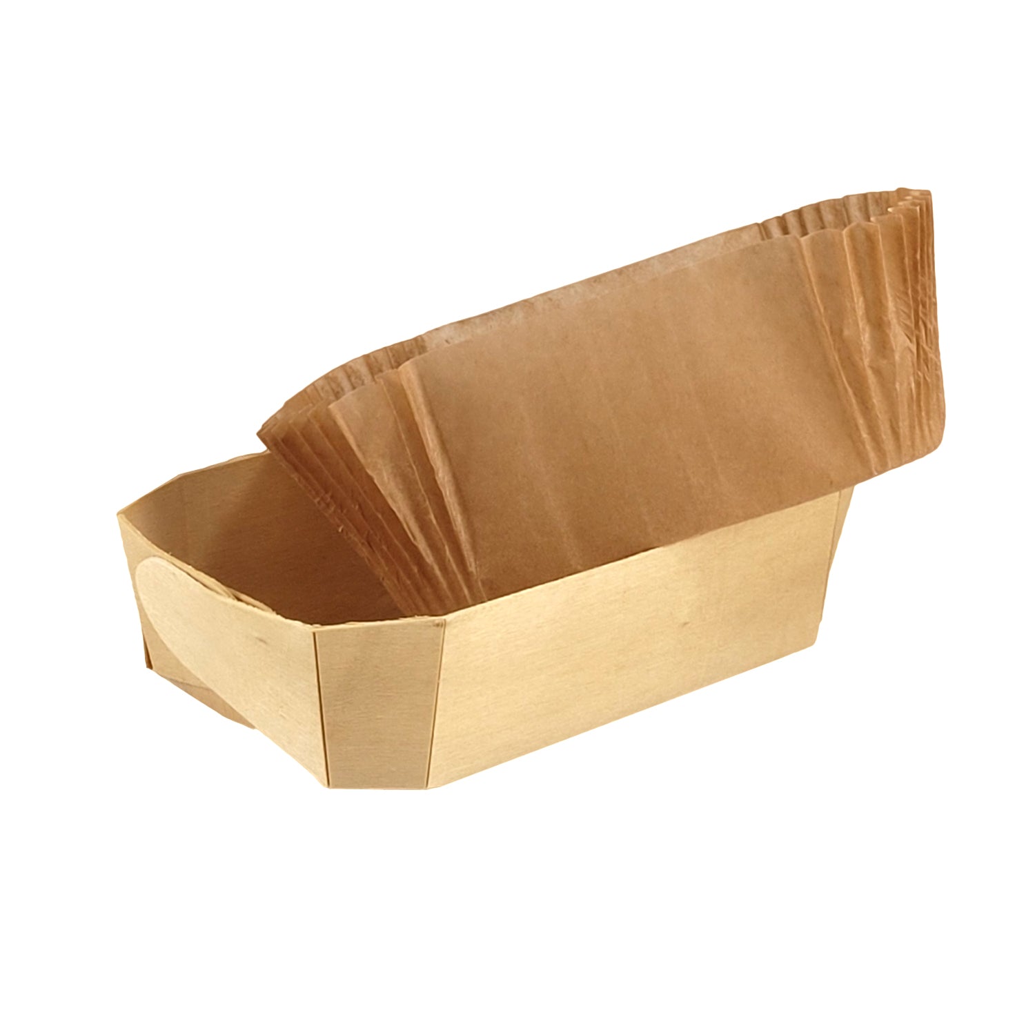 Forma pentru copt cozonac, din lemn cu foita, 18,5x11,5x6 cm, 350g