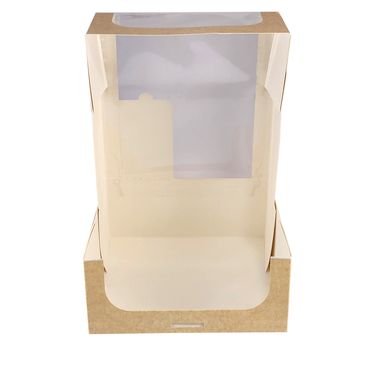 Cutie pentru prăjituri, Kraft Natural, cu fereastră, 24x24x10cm