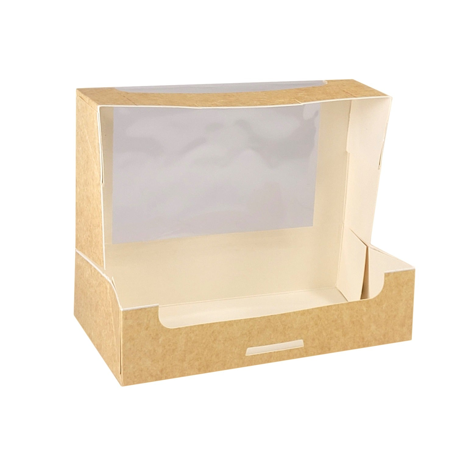 Cutie pentru prajituri, kraft, cu fereastra transparenta, 20x10.5x5cm