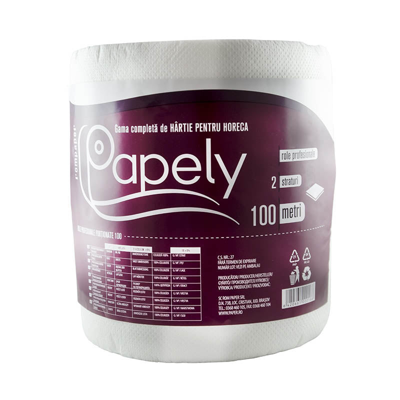 Rola hartie profesionala 100 m Papely 2 straturi foarte absorbanta