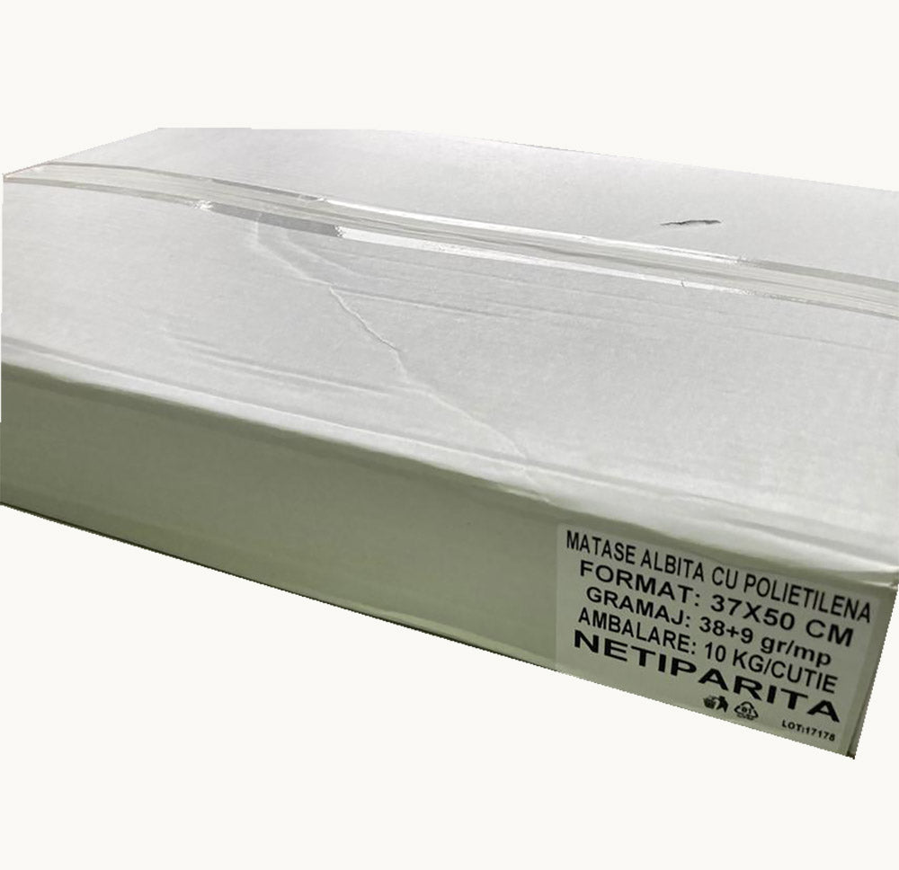 Hârtie pentru ambalarea alimentelor, alb, mătase și polietilenă, 37x50 cm, 10kg