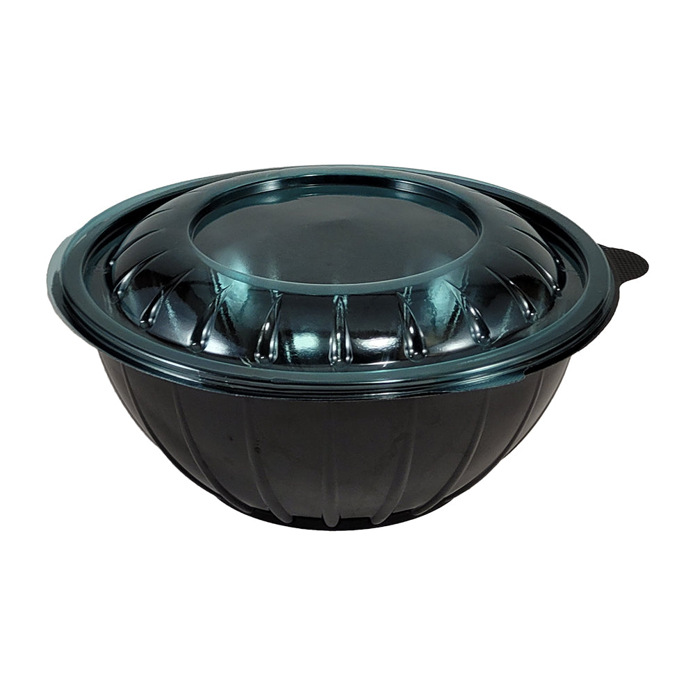 Bol pentru salată, negru, cu capac transparent, 1000cc, (75 buc/set)