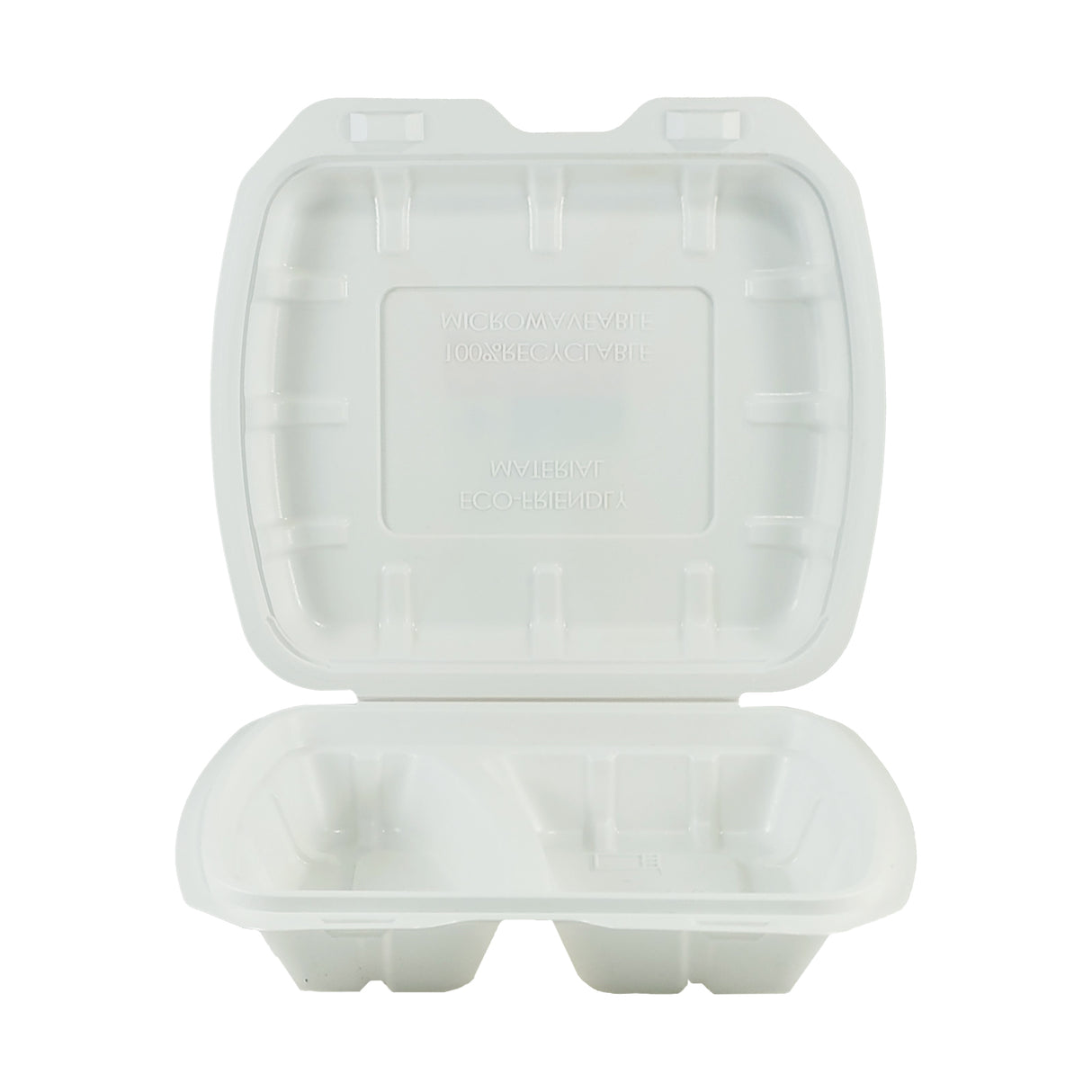 Caserolă pentru catering, cu capac atașat, polipropilenă, 2 compartimente, 22x19 cm, (100 buc/set)