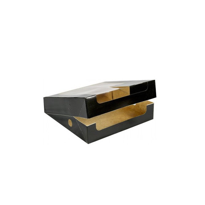 Cutie pentru prăjituri, NOIRE, cu capac atașat, margini negre, 23x23x10cm