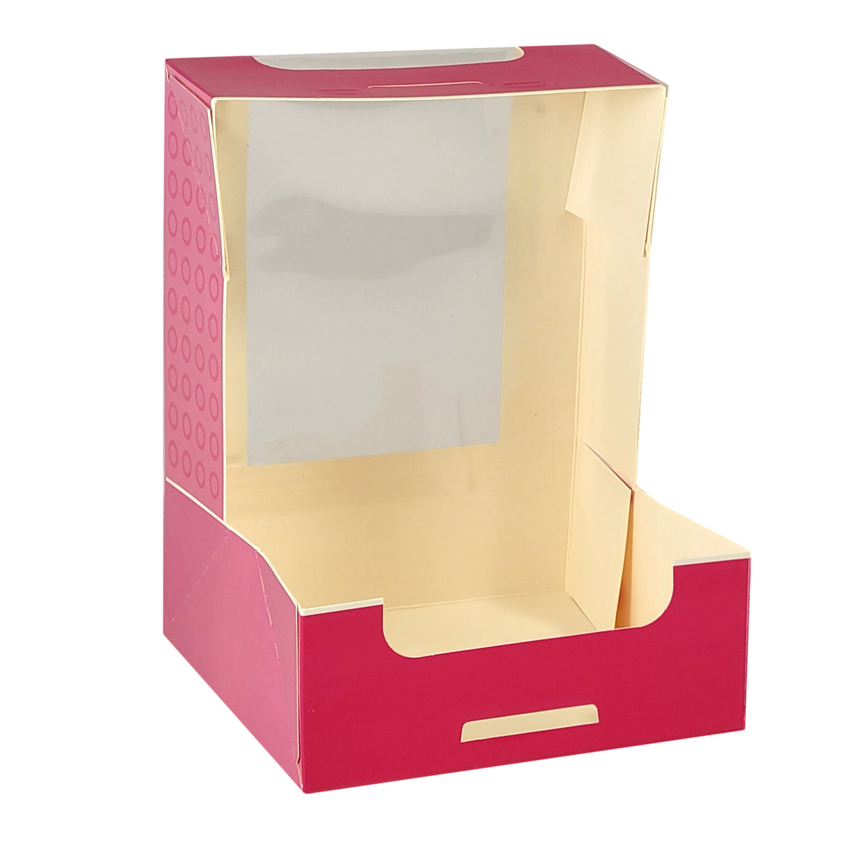 Cutie pentru prăjituri, HAUTE VISION, cu fereastră, roz, 13x12x5 cm