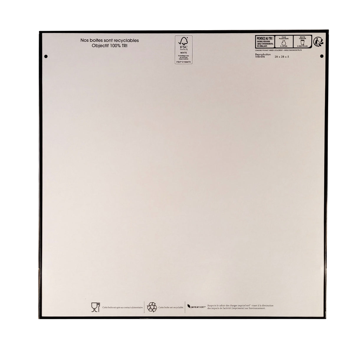 Cutie pentru prăjituri, NOIRE, cu capac atașat, margini negre, 28x28x5cm