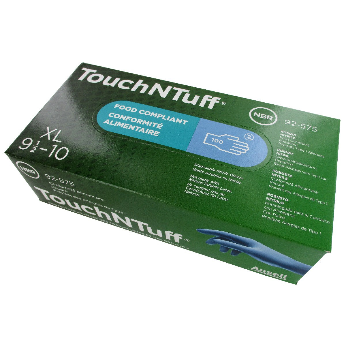 Manusi super rezistente, lungi, nitril, turcoaz, marimea XL, TOUCHnTUFF ANSELL, nepudrate, de unica folosinta, (100buc/set)