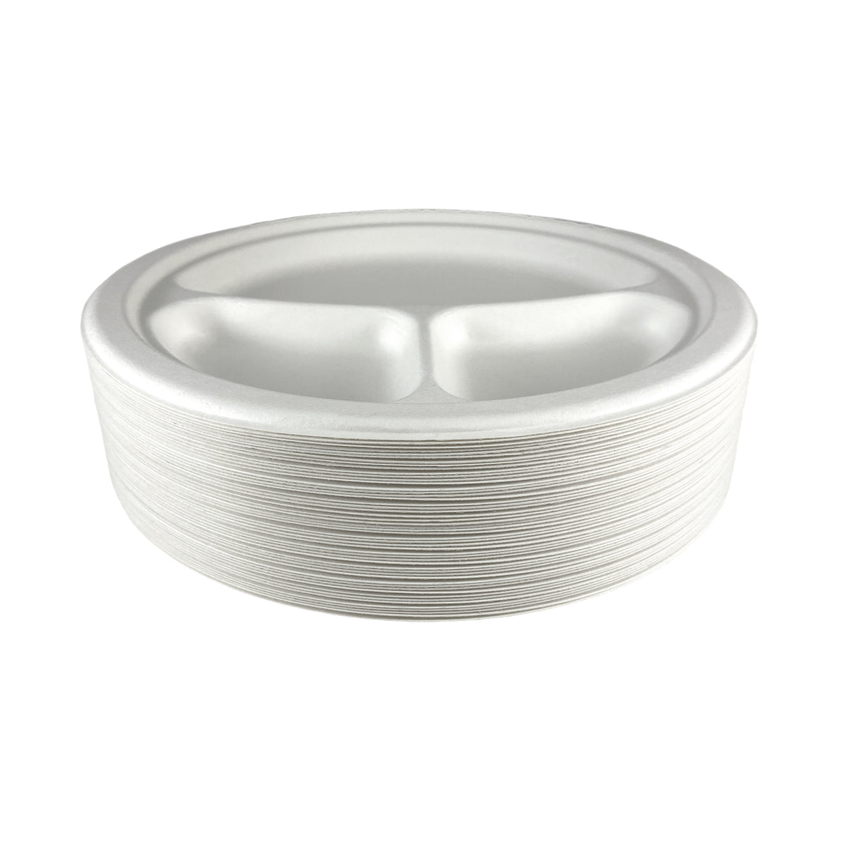 Farfurii Biodegradabile 3 compartimente, rotunde, 26 cm, (50buc/set)