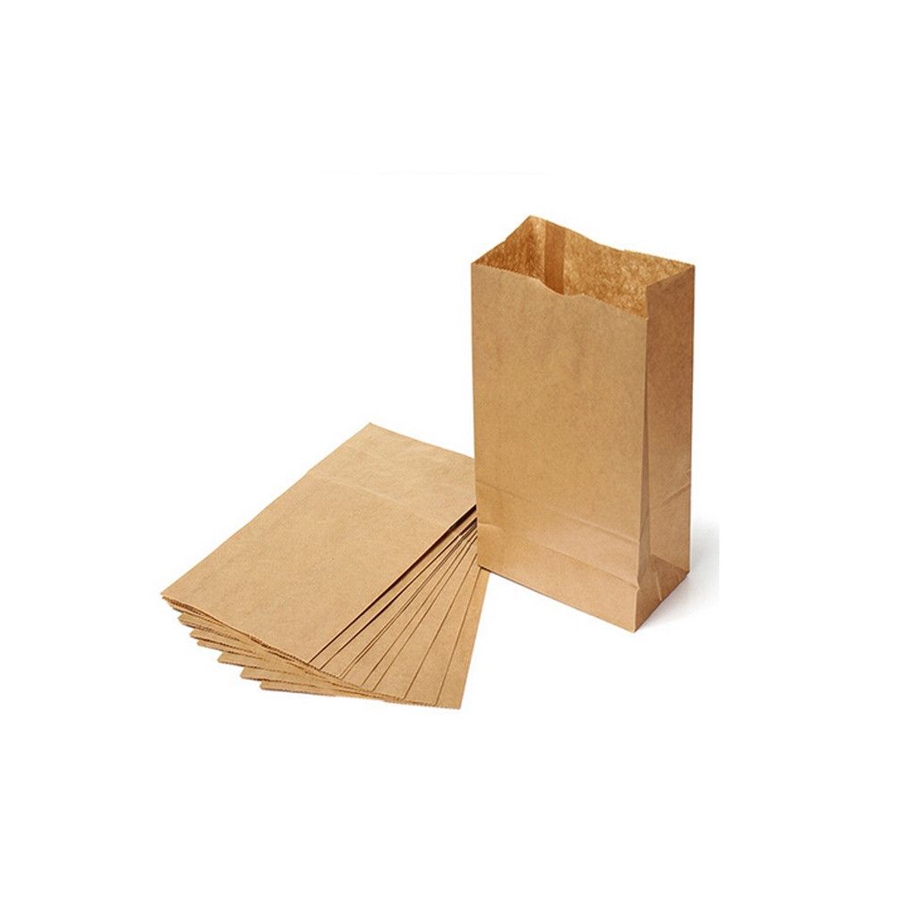 Punga de hartie, kraft natural, vargat 12x8x28 cm, (100buc/set)