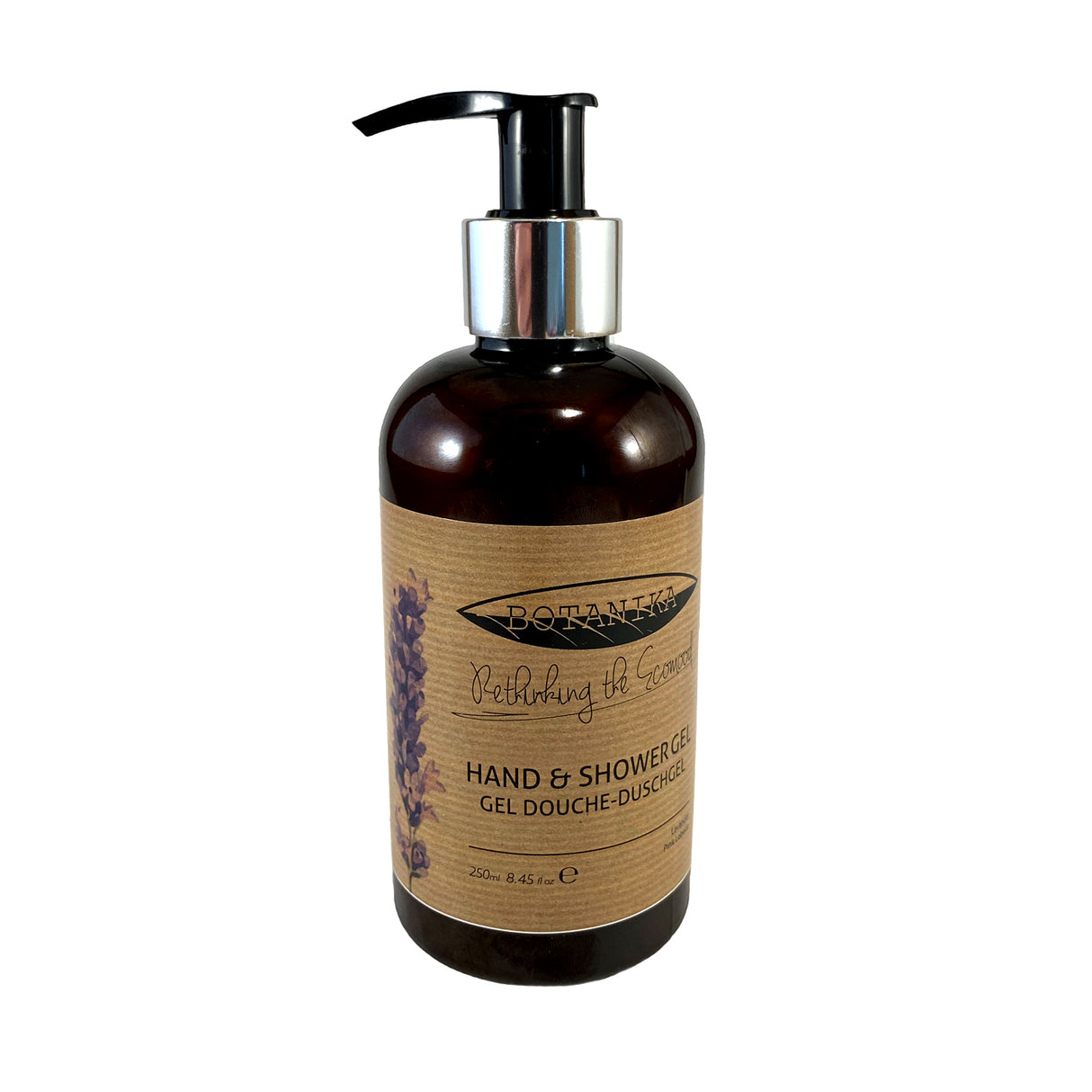 Gel de dus si maini ecologic cu miros de lavanda cu pompita, BOTANIKA, 250 ml