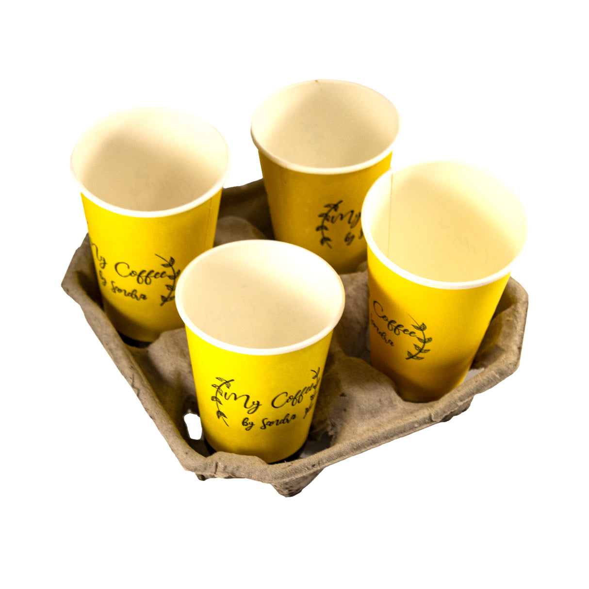 Suport pentru 4 pahare, din carton, tip cofrag