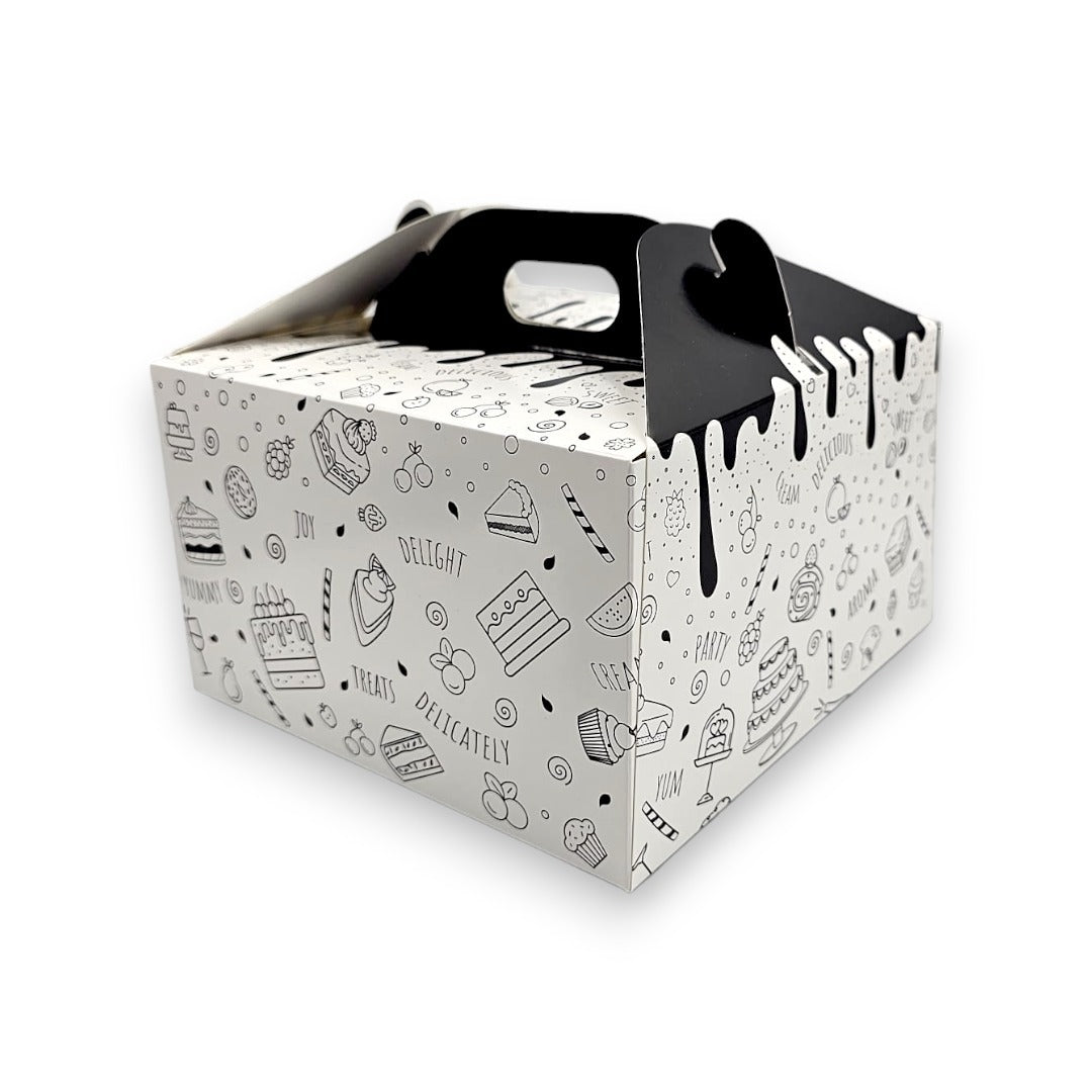 Cutie pentru tort din carton, design cu elemente de cofetărie