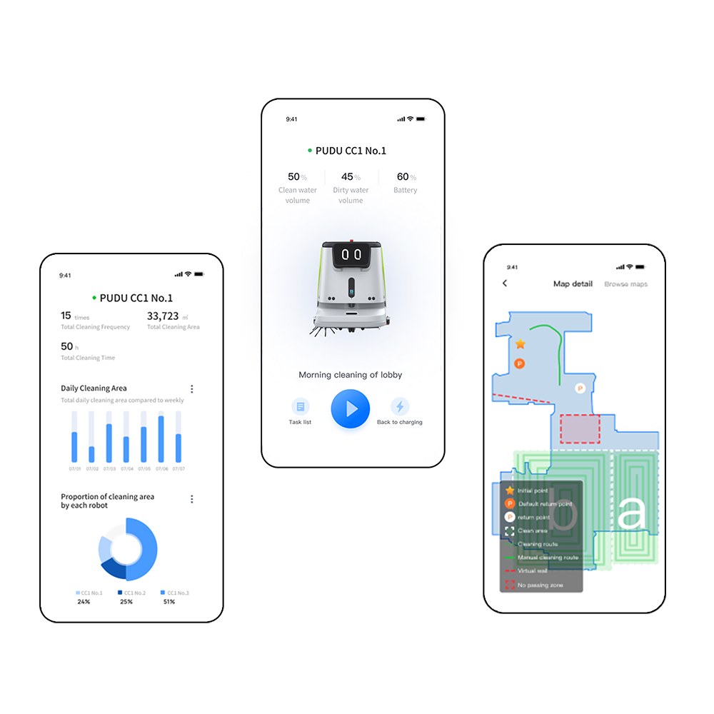 Robot 4-în-1 autonom profesional, Pudu CC1, funcții A.I, uz comercial