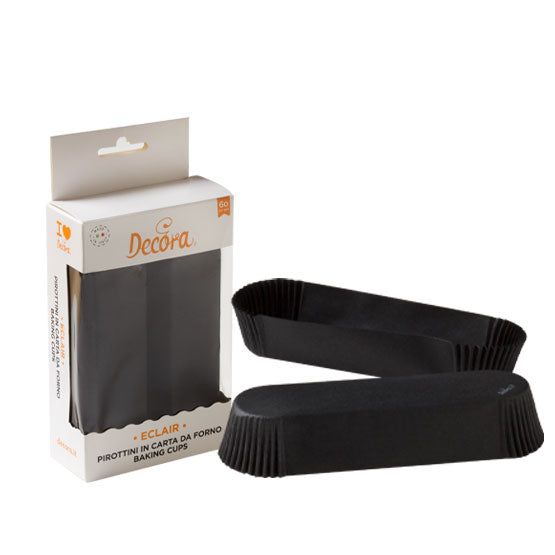 Chese de hârtie pentru copt, negre, pentru eclere, 13x3x3cm, (60 buc/set)
