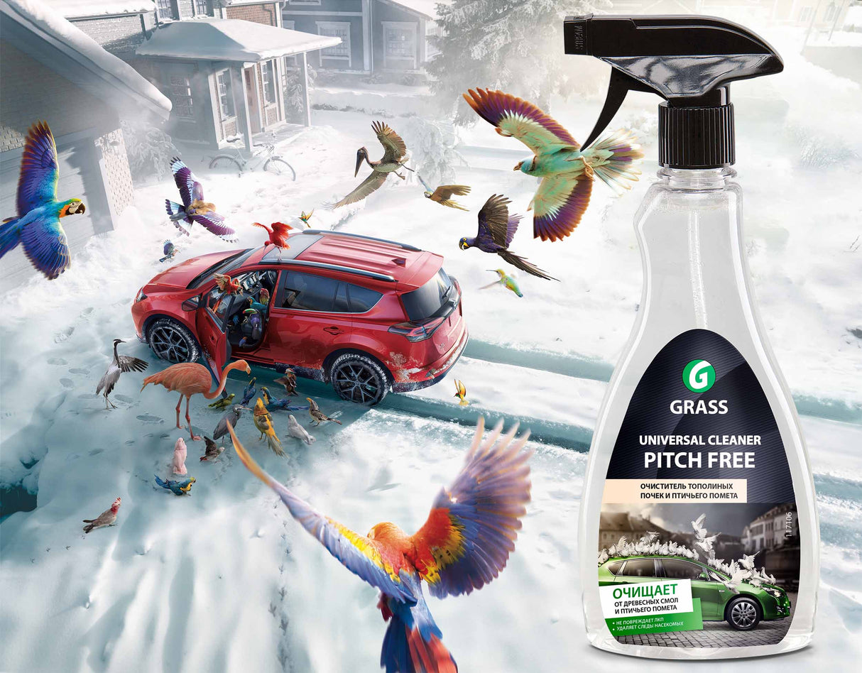 Solutie curatat excremente pasari Universal Cleaner PITCH FREE GRASS curata murdarii uleioase si de insecte 500 ml