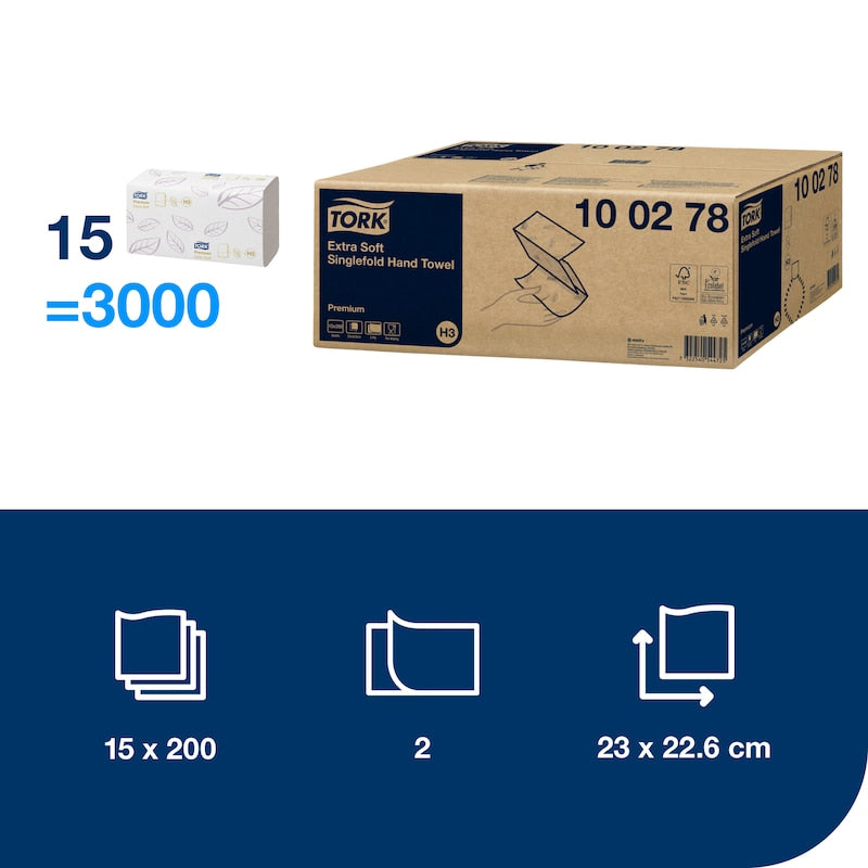 Tork Prosoape pentru Mâini Extra Soft Singlefold Alb H3