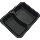 Caserolă pentru catering, termosudabilă, 2 compartimente, PP negru, 20.5x24x4 cm, (50buc/set)