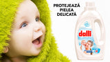 Detergent lichid pentru rufe de bebelusi, cu pH neutru pentru piele sensibila si efect antialergic BABY SENSITIV DALLI 1,1L / 20 spalari