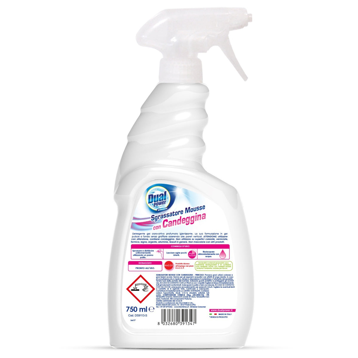 Gel cu clor activ, pulverizator, Dual Power, 750 ml