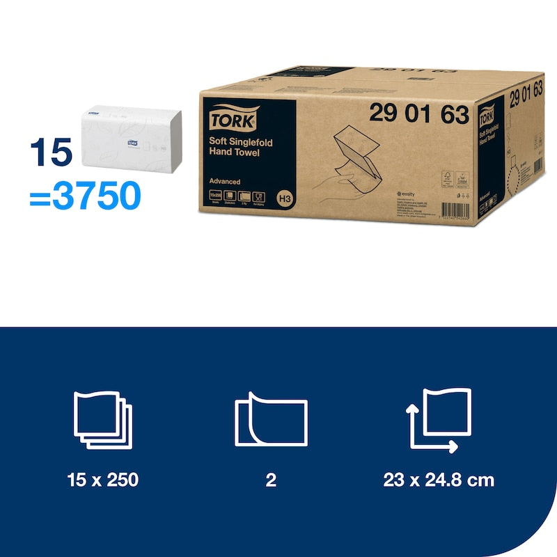 Tork Prosoape pentru Mâini Soft Singlefold Alb H3