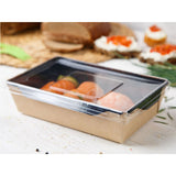 Cutie pentru salata, din carton, negru in interior si capac din plastic, transparent, 500ml