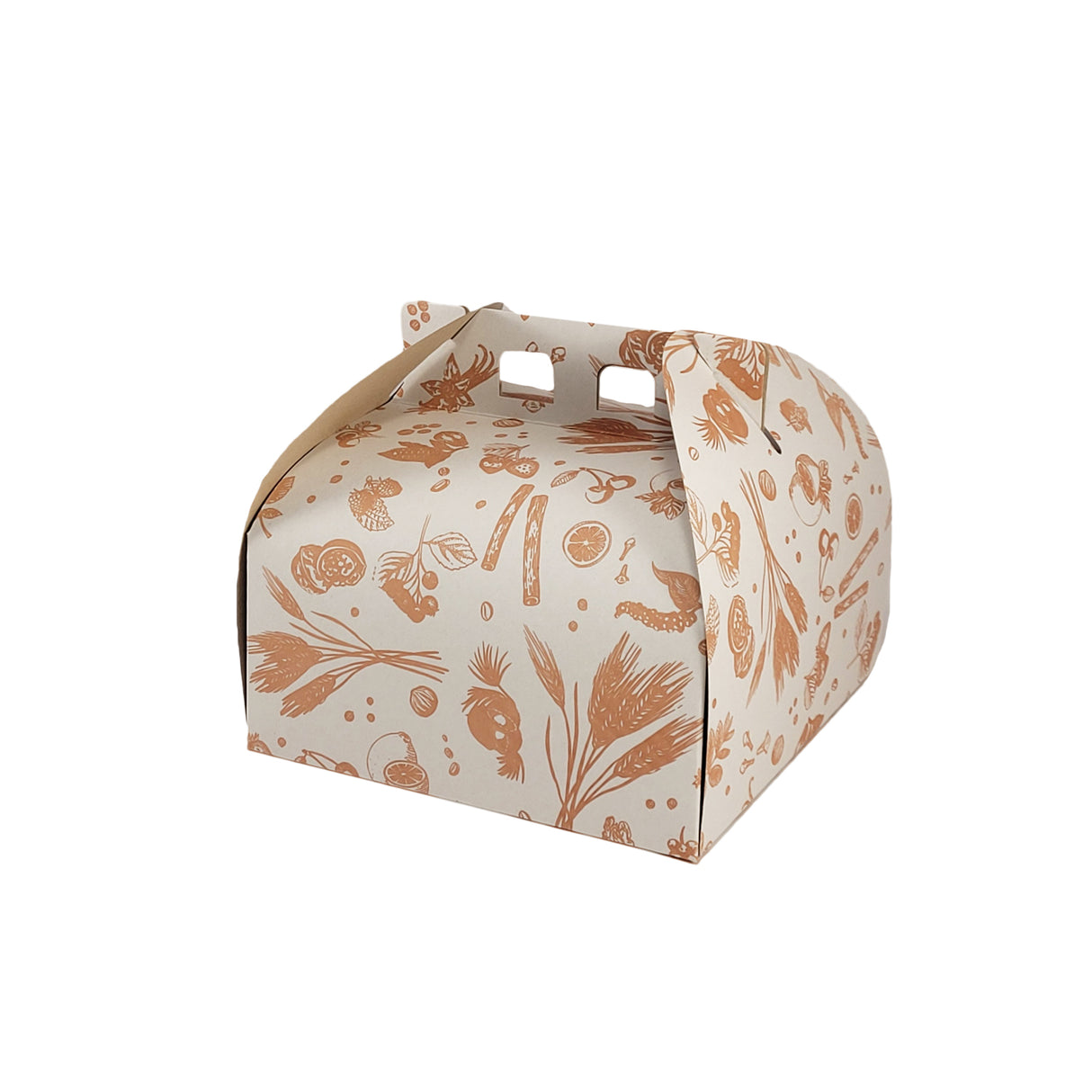 Cutie pentru tort, Alba cu flori aurii, 25 buc, 20x20x12.5cm