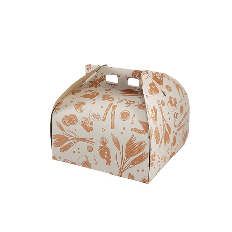 Cutie pentru tort, Alba cu flori aurii, 25 buc, 20x20x12.5cm