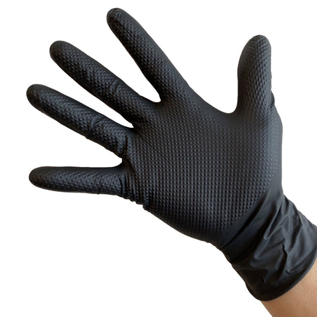 Manusi extrem de rezistente, texturate, din nitril IDEALL GRIP marimea XL, negre, fara pudra, de unica folosinta, (50buc/set)