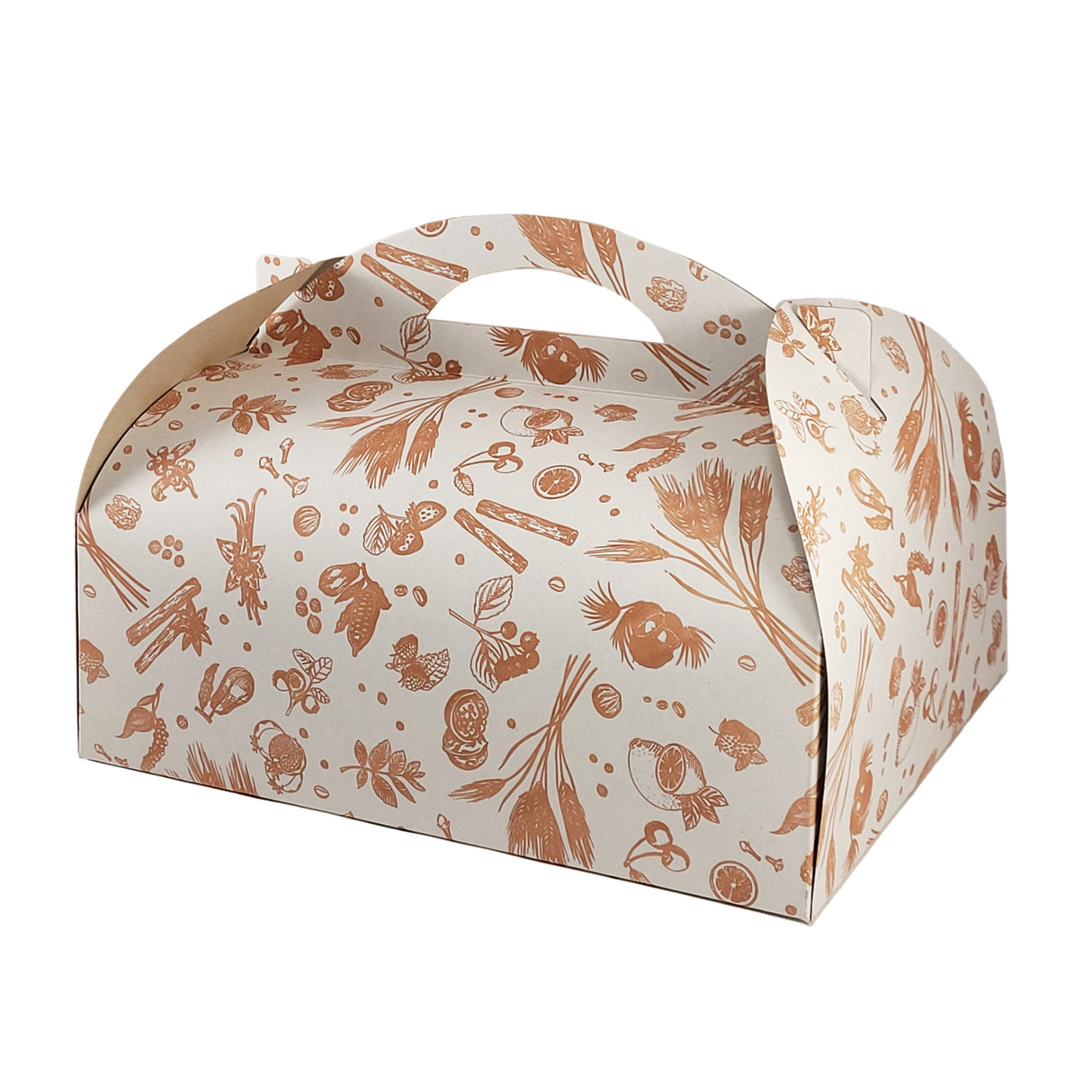 Cutie pentru tort, alb cu imprimeu floral, 34x25x12.5cm