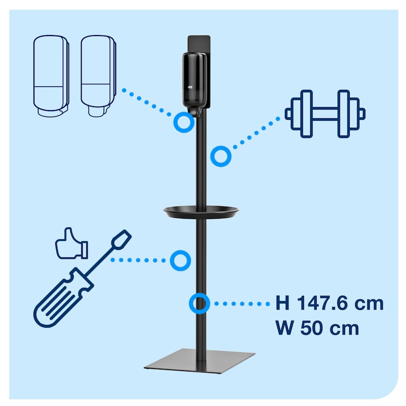 Tork Stativ pentru Igienă Dezinfectant pentru Mâini Negru