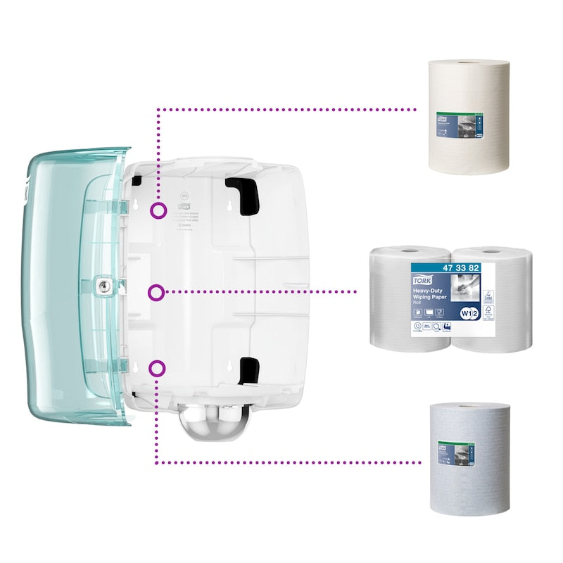 Tork Dozator cu Derulare Centrală Alb și Turcoaz W2