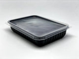 Caserole meniu, termorezistente, din PP,  Negre,  cu 1 compartiment si capac transparent, din plastic PET, dimensiuni 22x18x6 cm, (50buc/set)