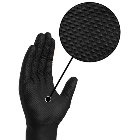 Manusi extrem de rezistente, texturate, din nitril IDEALL GRIP marimea M, negre, fara pudra, de unica folosinta, (50buc/set)
