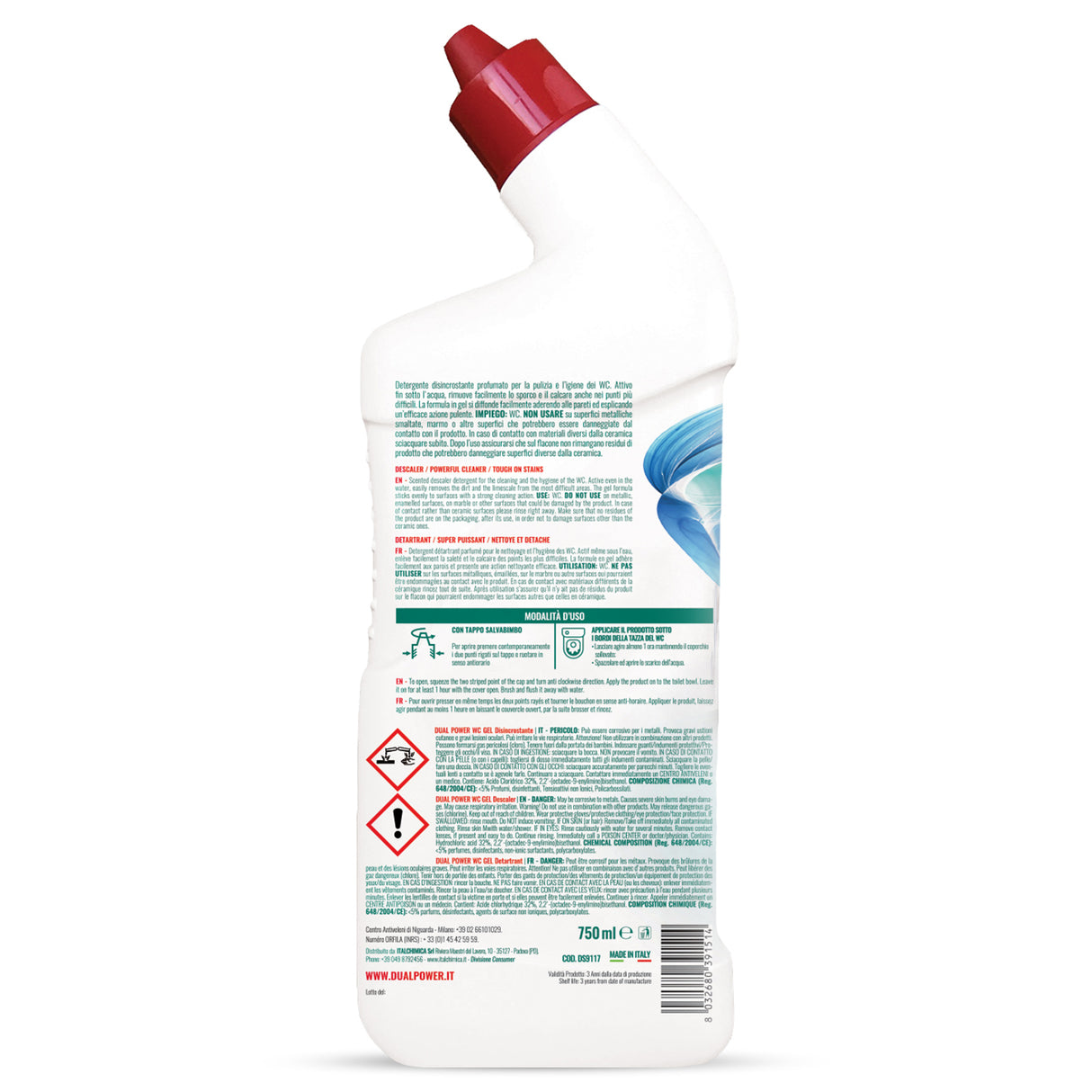 Detergent detartrant, Dual Power WC GEL, 750 ml