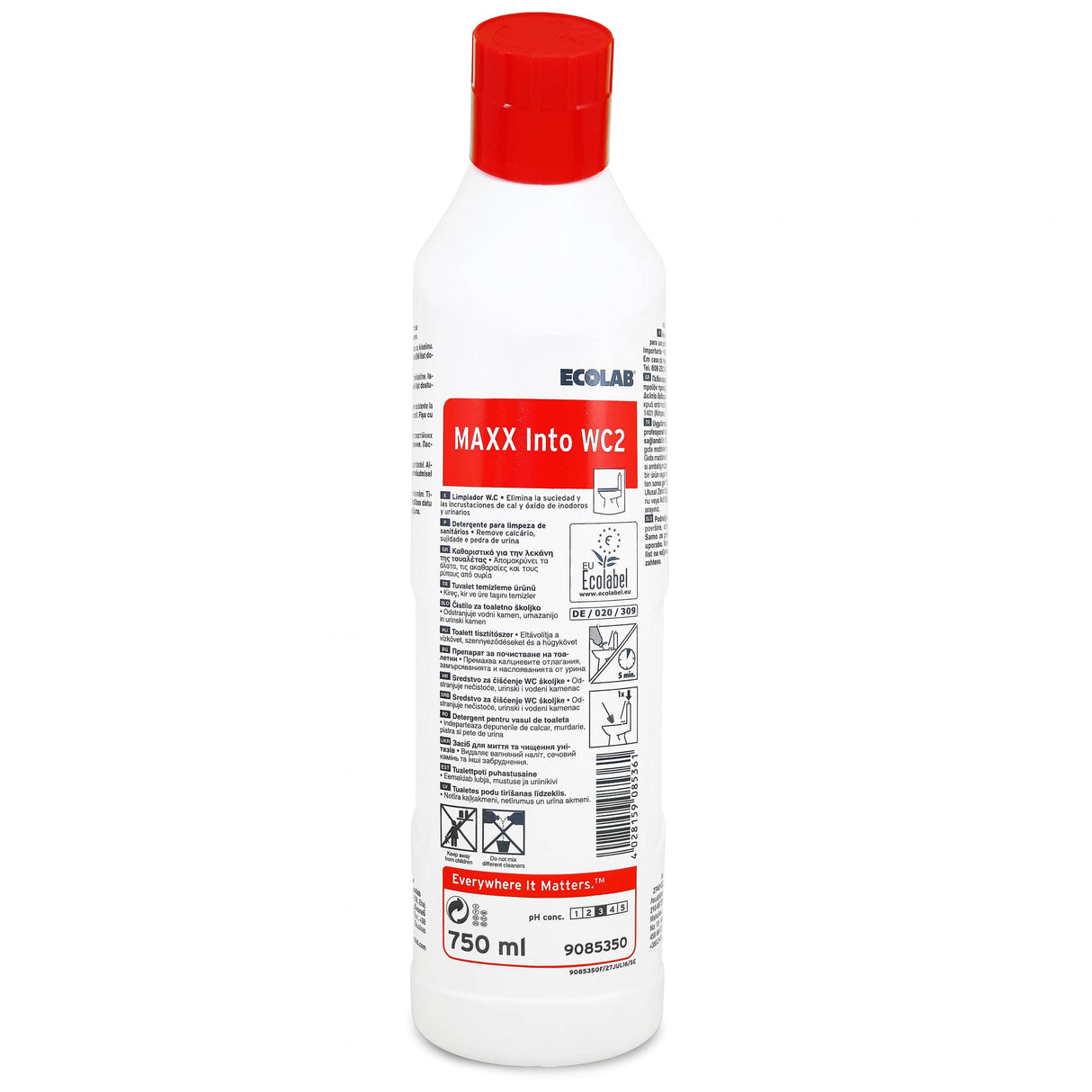Ecolab Maxx Into WC2, detergent pentru curățarea obiectelor sanitare, 750ml