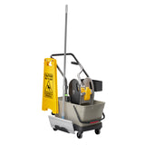 Cărucior profesional cu roți, sistem stoarcere mop plat, 2x25 L, IPC Motto