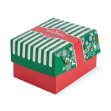 Cutie prăjituri cu capac atașat, design Crăciun, interior aluminium, 130x100x80mm