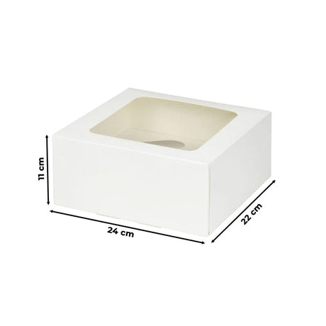 Cutie pentru prăjituri, cu fereastră, albă