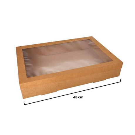 Cutie pentru catering din carton, capac cu fereastră, 45x31x6cm