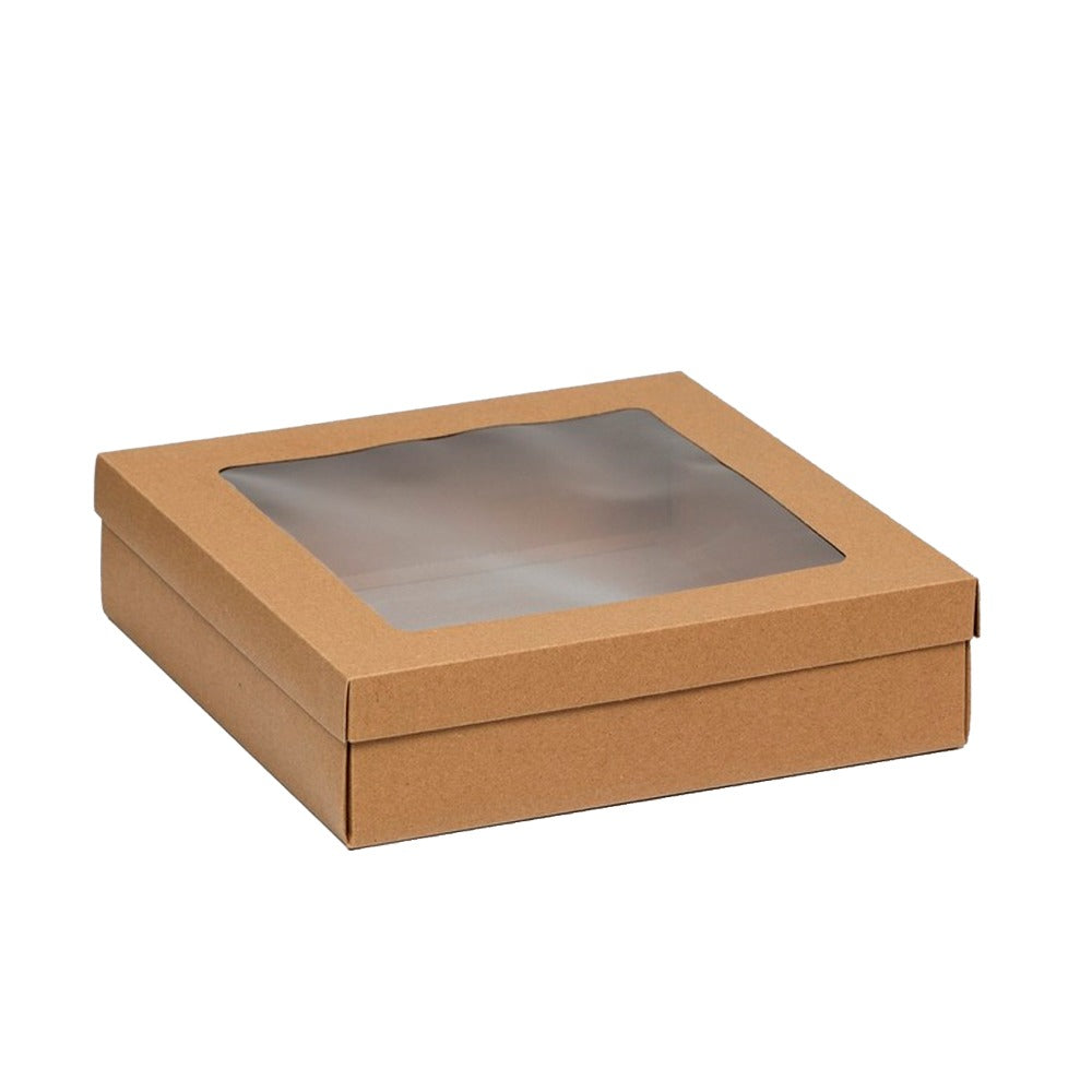 Cutie pentru catering din carton, capac cu fereastră, 22,5x22,5x6cm