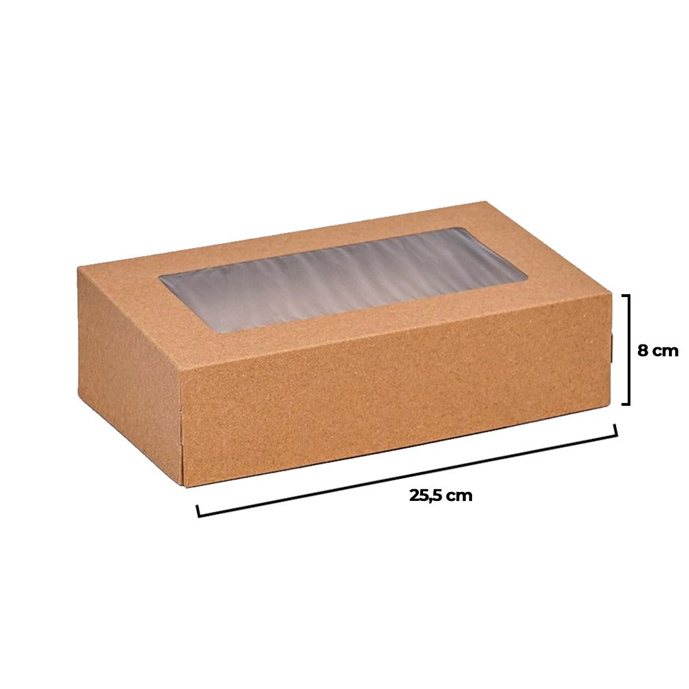 Cutie pentru catering din carton, capac cu fereastră, 25,5x15x8cm