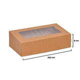 Cutie pentru catering din carton, capac cu fereastră, 25,5x15x8cm
