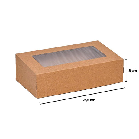 Cutie pentru catering din carton, capac cu fereastră, 25,5x15x8cm