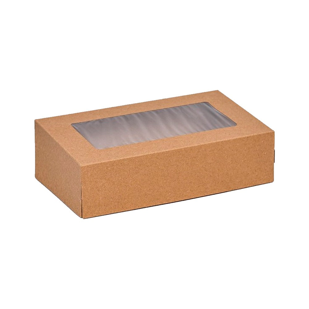Cutie pentru catering din carton, capac cu fereastră, 25,5x15x8cm