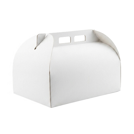 Cutie pentru tort din carton, cu mâner, alb