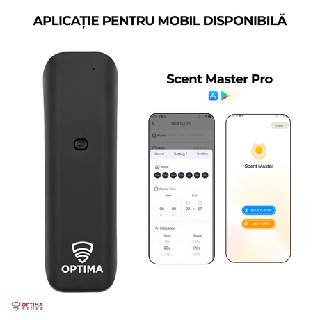 Difuzor profesional / aparat de parfumare ambientala prin atomizare la rece, aplicație mobil, 100 m², 100 ml, 2 W
