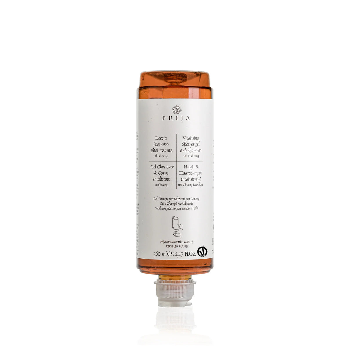 Dispenser gel de duș 2in1 cu ginseng, Prija, 360ml