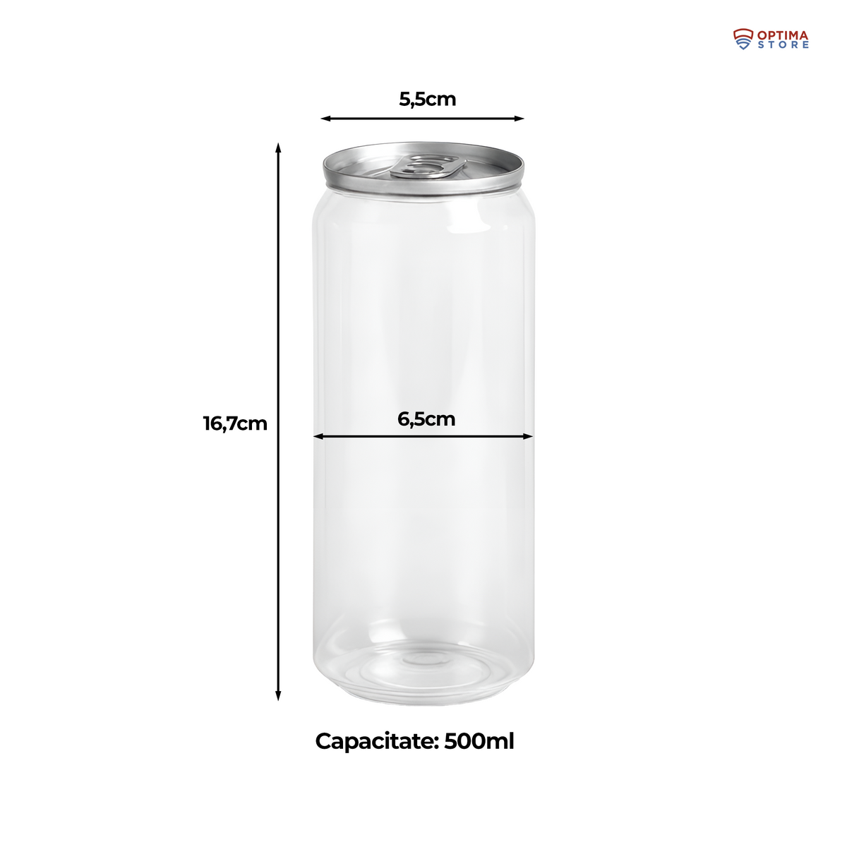 Doze transparente PET, capac din aluminiu pentru băuturi și deserturi