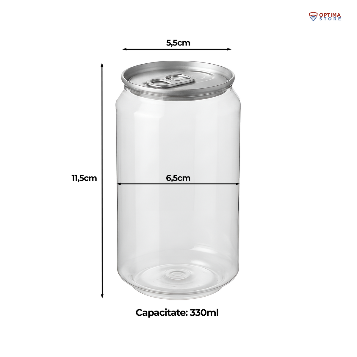 Doze transparente PET, capac din aluminiu pentru băuturi și deserturi
