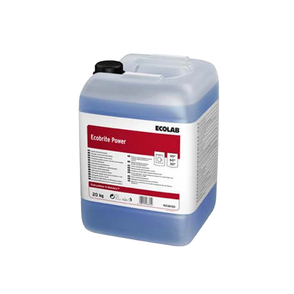 Ecobrite Power, Ecolab, 20 kg, agent auxiliar lichid, concentrat, pe bază de surfactanți, pentru rufe foarte murdare